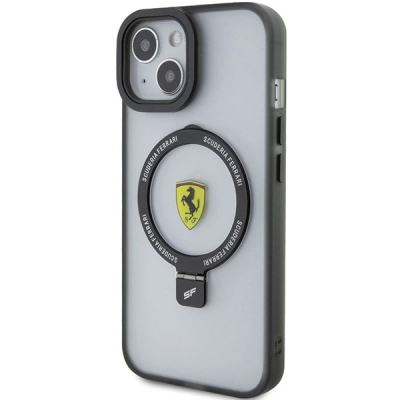 Mbulesë telefoni Ferrari Scuderia, iPhone 15 6.1", MagSafe, me unazë, e zezë