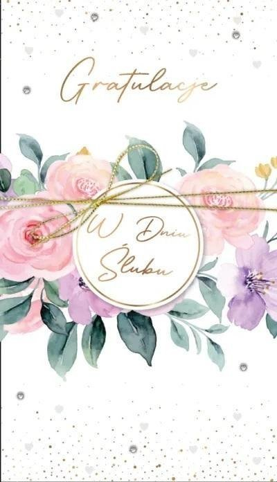 Kartolinë dasme Wedding Card, me zarf, me urime gati, shumëngjyrëshe
