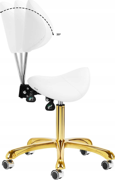 Karrige kozmetike Giovanni Stool 1004, rrotulluese, e bardhë gold
