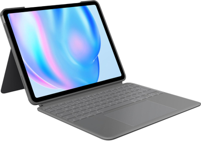 Kapotastierë Logitech Combo Touch për iPad Air, tastierë me ndriçim, trackpad, gri Oxford