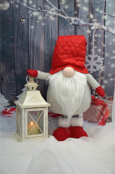 Zbukurim Krishtlindjesh Saska Christmas Gnome me këmbë teleskopike 80-115 cm, kapelë me stof, i kuq