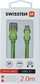 Кабел за податоци Swissten USB A во USB C, 2 m, пренос 3A, црна
