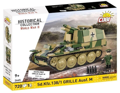 Set lodër COBI Sd.Kfz.138/1 Grille Ausf M, 720 pjesë, shkalla 1:28, kamuflazh ushtarak