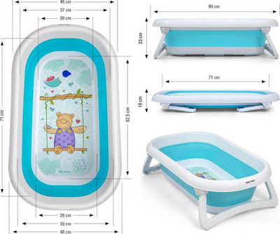 Vaskë bebe Milly Mally Foldable Baby Bath, që paloset, Aqua Blue