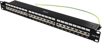 Patch panel rrjeti Deltaco 24xRJ45 Cat6a STP, 1U, 19", i zi