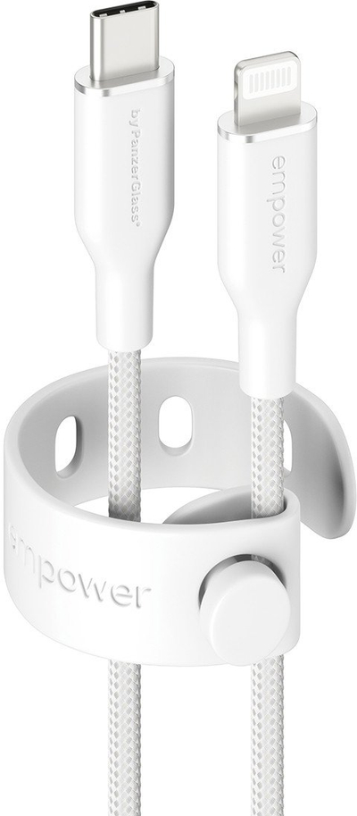 Kabllo USB C në Lightning PanzerGlass Empower Racing, 60W, 1.2m, USB 2.0, e bardhë argjendtë