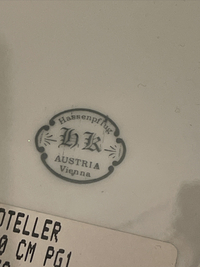 Pjatë dekorative Hassenpflug Vienna, porcelan, 20 cm, e bardhë me buzë me ar
