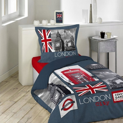 Сет креветни постелнини Douceur D'in City London, памук 100%, 140 x 200 cm, шарен