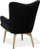 Set kolltuk me ottoman Wingback, kadife, me këmbë druri, i zi