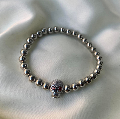 Byzylyk Dar Silver Skull Hematite, zirkon, i argjendtë