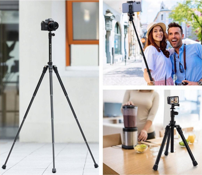 Tripod fotografik K&amp;F Concept KF09.120, 30-170cm, me telekomandë Bluetooth, i zi