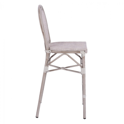 Stol alumini stil bambuje, textilene, 47×61×115 cm (HM5110), bardhë