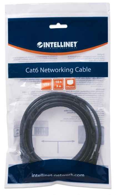 Kabllo rrjeti Intellinet Patch Cord CAT6 UTP, 3m, 100% bakër, i zi