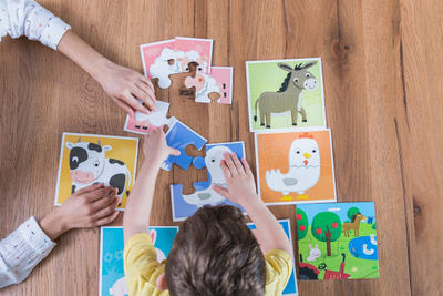 Puzzle për kalamaj Ludattica Baby Puzzle Collection The Farm, 32 copa, për me mësu edhe me lozur