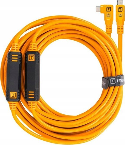 Kabllo TetherTools Tether Pro, USB-C me USB-C, 9.4m, kënd i djathtë, portokalli