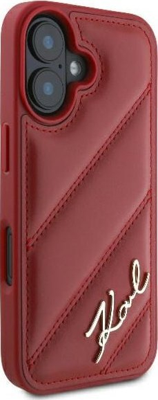 Mbrojtëse telefoni Karl Lagerfeld KLHCP16SPQDSMGR, për iPhone 16 6.1", hardcase lëkurë, e kuqe