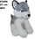 Lodër pelushi qen Husky Sun Day, 24cm, me tingull, gri e bardhë
