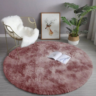 Tapet Shaggy Round Ombre, 100 cm, poliestër, vjollcë rozë