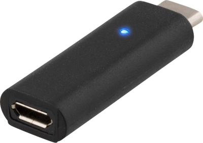 Adapter USB Deltaco USB C në Micro USB, USB 2.0, me LED, i zi