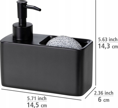 Dozator detergjenti për ene Resa, 150 ml, me vend për sfungjer, i zi
