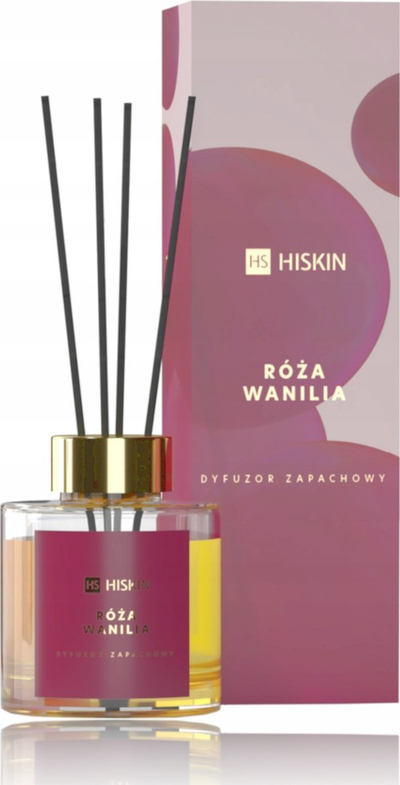 Difuzer aromash Hiskin Home Rose Vanilla, 100 ml, me shkopinj, ngjyrë e artë