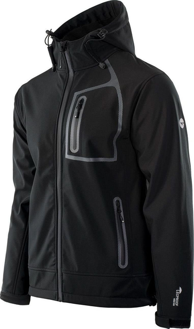 Xhaketa softshell për meshkuj Hi-Tec Prince II, e papërshkueshme nga uji 10 000 mm, me kapuç, e zezë