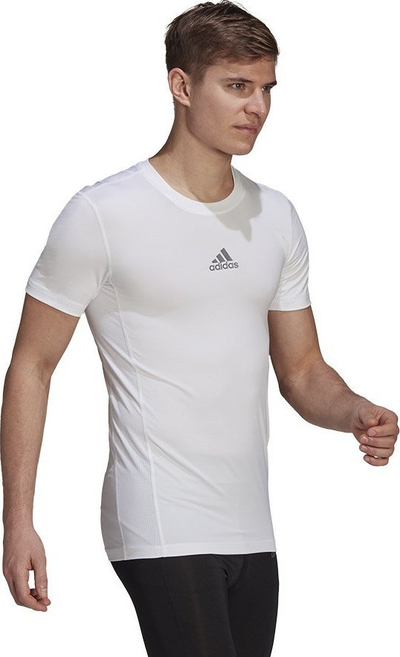 Bluzë sportive Adidas Techfit GU4907, me mëngë të shkurtra, kompresion, e bardhë
