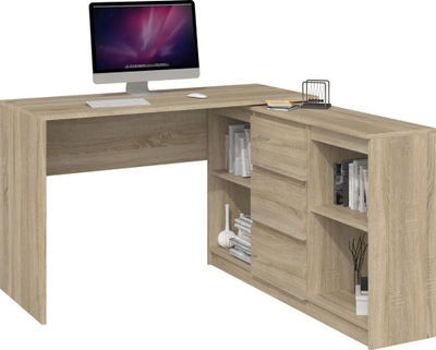 Tavolinë zyre Topeshop Desk Plus, 120 x 50 cm, 6 sirtarë, dru i çelët