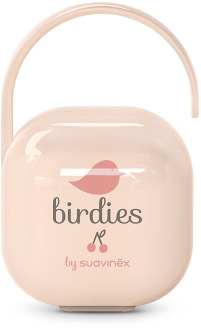 Kuti për mbajtjen e biberonit Suavinex Birdies Pink, mban 2 biberona, me dorezë për var, rozë