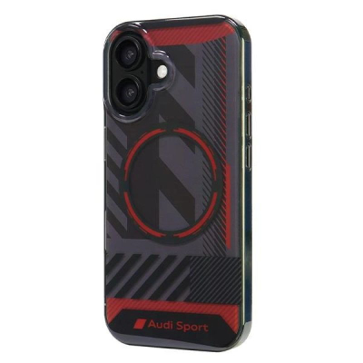 Kapak telefoni Audi IML Sport Hardcase, me MagSafe, për iPhone 16 6.1", i zi me të kuqe
