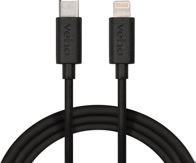 Kabllo karikimi Veho USB C në Lightning, 1m, e zezë