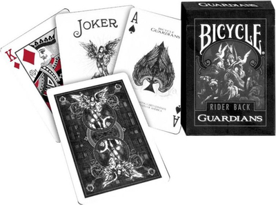 Letra loje Bicycle Guardians, kuvertë pokeri standard, me engjëj, e zezë