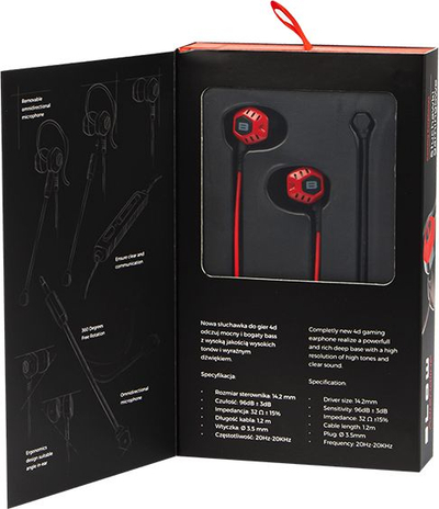 Kufje gaming BLOW B-16, me mikrofon, jack 3.5 mm, të zeza me të kuqe