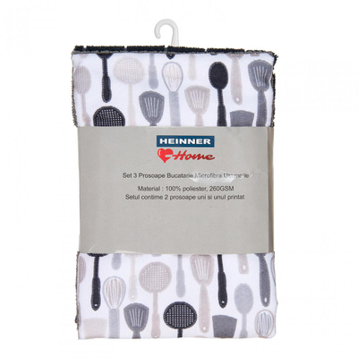 Set pecetash kuzhine Heinner, 3 copë, 45x70 cm, poliester, gri