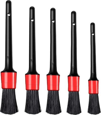 Set furçash për detailing veture, 5 copë, qime najloni, dorezë plastike