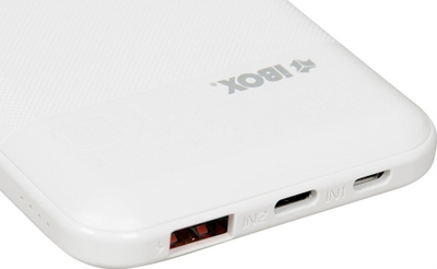 Powerbank iBOX IPB10, 10000mAh, me USB A dhe USB C, i bardhë