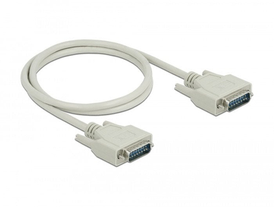 Kabllo seriale DeLOCK DB-15 mashkull-mashkull, 1 m, me vida fiksuese, bezhë