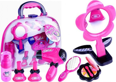 Set lodrash bukurie Little Beauty, valixhe me aksesorë, rozë