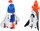 Set lodrash kozmike Leantoys Space Set, 12 copa, me raketë dhe astronautë, bardh e kaltër