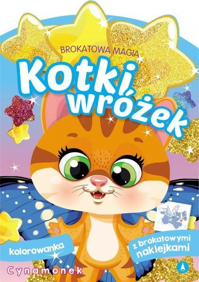 Liber ngjyrosje Aksjomat Brocade Magic Fairy Cats Cinnamon, me ngjitëse me shkëlqim, për kalamaj, shumëngjyrësh