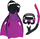 Set snorkel Bestway 3 pjesësh, për të rritur 14+, pa lateks, gri vjollcë