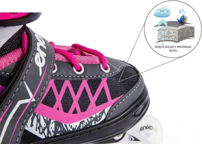 Patina inline Enero Pro LED 4 në 1, nr 34-37, për kalamaj, rozë