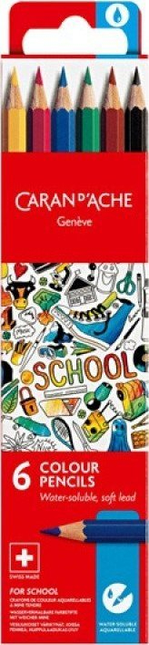 Lapsa me ngjyra Caran d’Ache School Line, akvarel, 6 ngjyra, shumëngjyrëshe