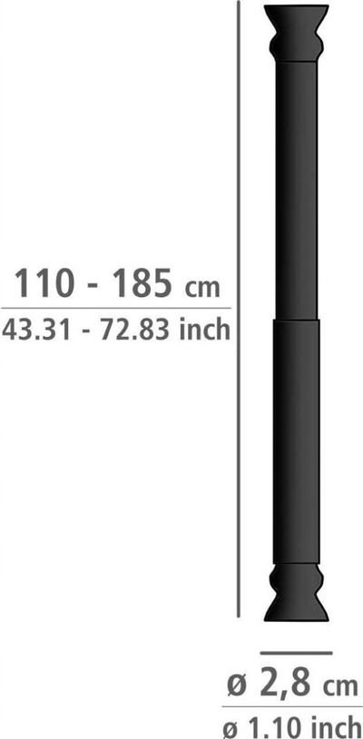 Shufër dushi teleskopike Wenko, 110-185 cm, alumin, e zezë