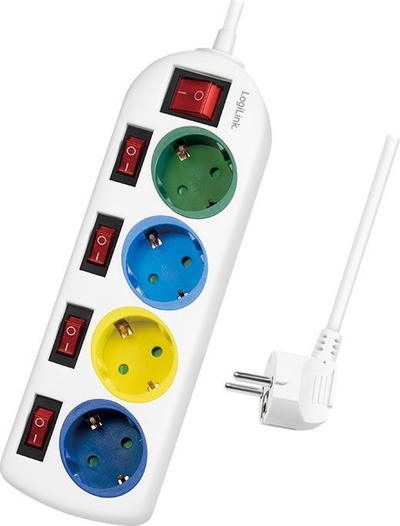Shirit rryme LogiLink LPS257, 4 priza, kabllo 1.5m, me ngjyra