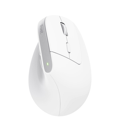 Maus vertikal Trust Bayo+, pa tela, Bluetooth RF 2.4GHz, i bardhë