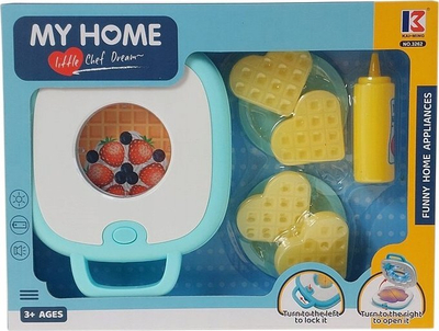 Lodër kuzhine Adar Waffle Maker, me drita dhe zë, set aksesorësh, bardh e kaltër