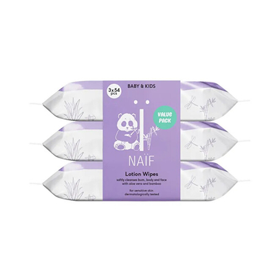 Peceta të lagura për foshnje NAIF Aloe Vera Lotion Wipes, 3 x 54 copë