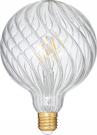 Llambë LED Atmosphera Ribbed, D12.5cm, xham transparent