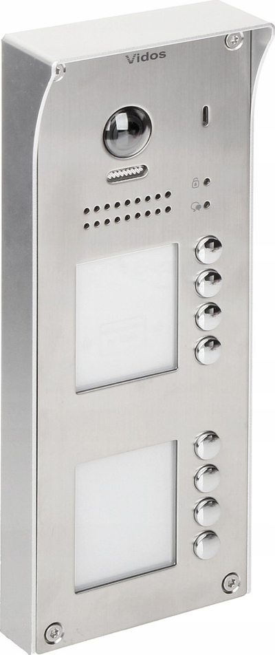Panel dereje Vidos DUO S1108A, 8 familje, lexues RFID, inox argjendtë